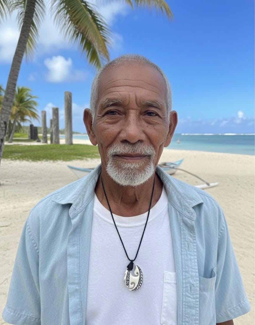 Hand Carved Buffalo Bone Makau Fish Hook Necklace Engraved with Pasefika Symbolism