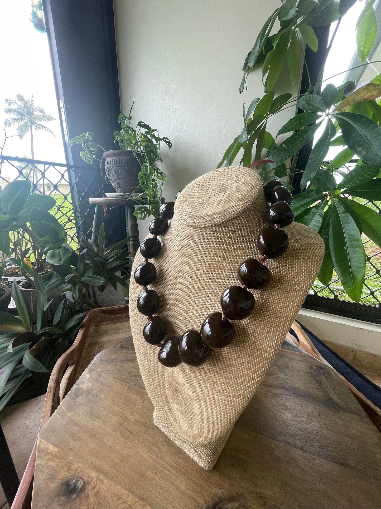 Authentic Kukui Nut Lei – Hawaiian Ribbon Necklace, Polynesian Jewelry