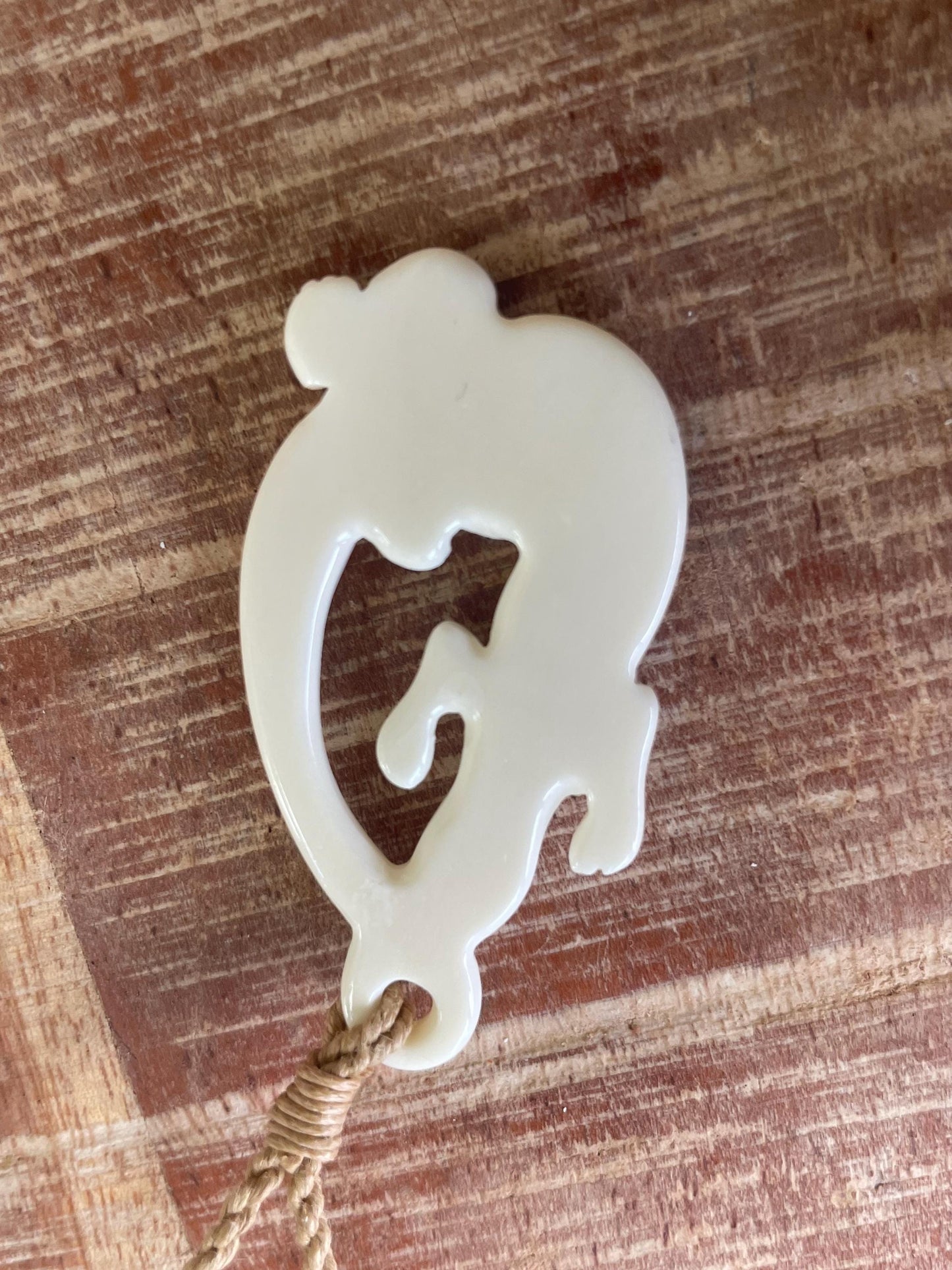 Traditional Lizard (Luck & Fortune) Solid Hand Carved Buffalo Bone Polynesian Adjustable Necklace