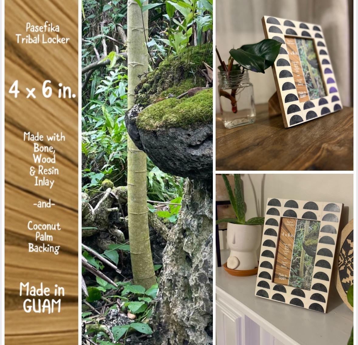 Polynesian Bone & Wood Inlay Picture Frame: Pasefika Tribal Locker 4x6