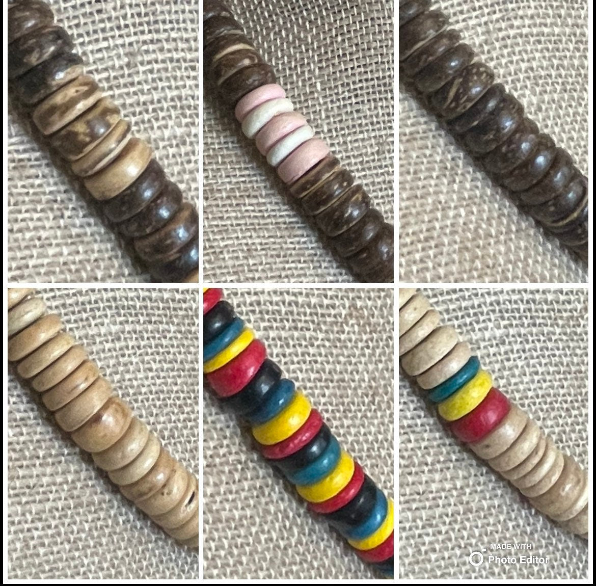 Coconut Shell Beaded Necklace, Boho Hawaiian Style