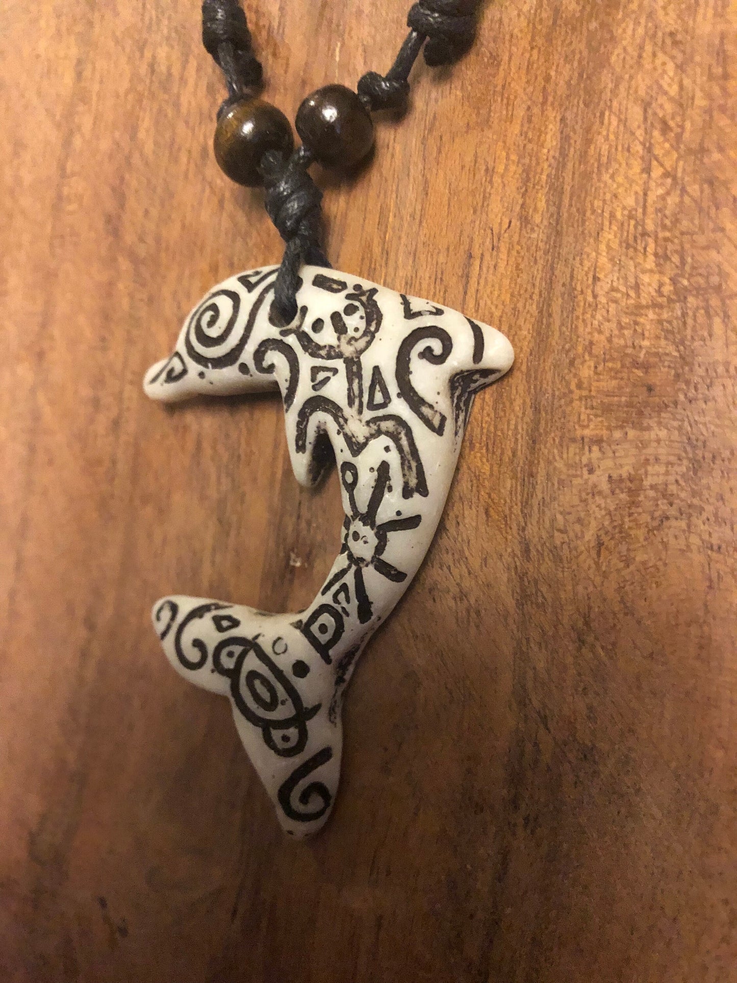 Etched Traditional Polynesian Handcrafted Dolphin Adjustable Necklace