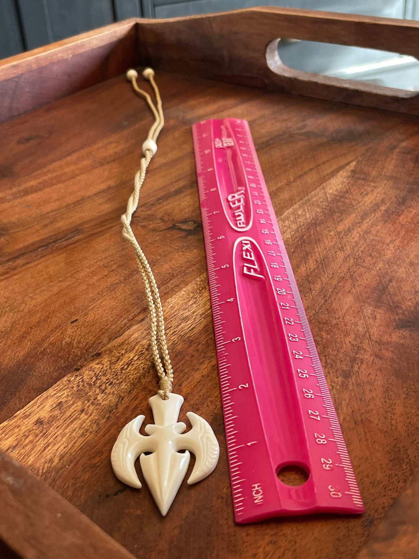 Hand Carved Buffalo Bone Triton Necklace, Adjustable Boho Jewelry