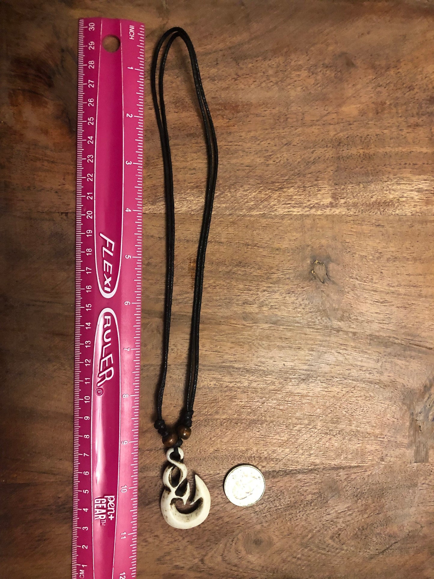 Authentically Handcrafted Polynesian Makau Fish Hook Adjustable Bone Necklace