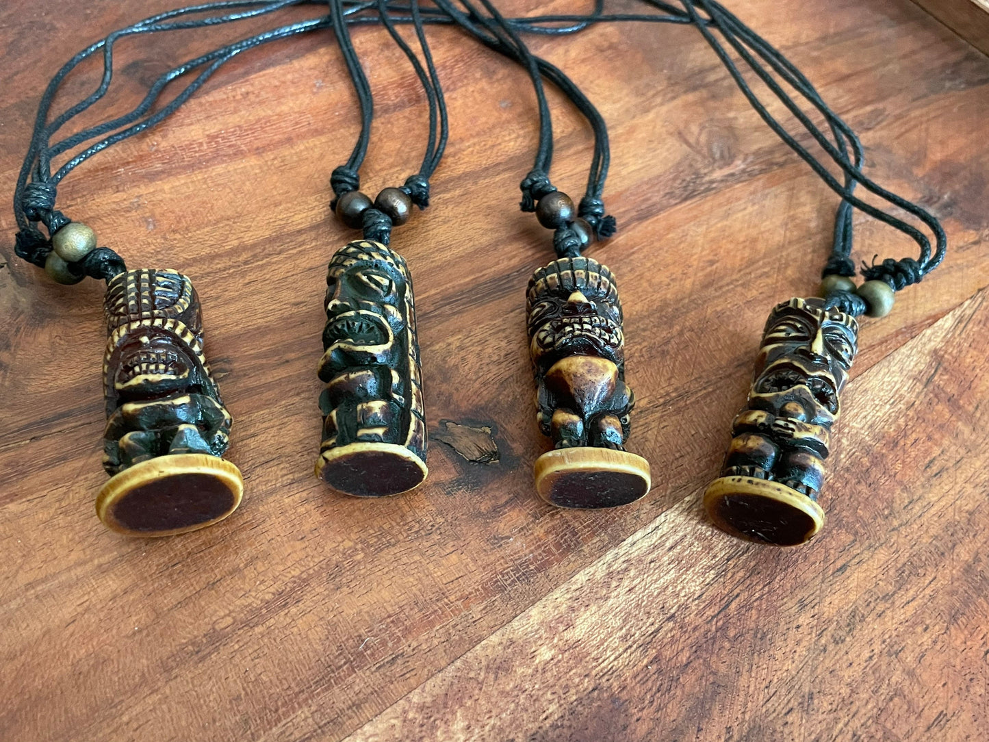 Tiki Totem Pendant Adjustable Polynesian Necklace - Hawaiian Surfer Style Jewelry
