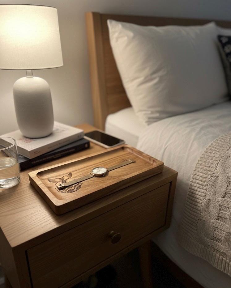 Whale Fin Teak Tray: Beautifully Engraved Wood Dish