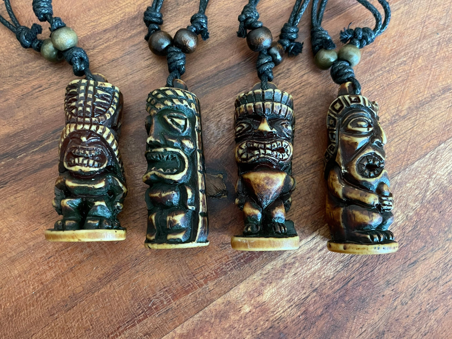 Tiki Totem Pendant Adjustable Polynesian Necklace - Hawaiian Surfer Style Jewelry