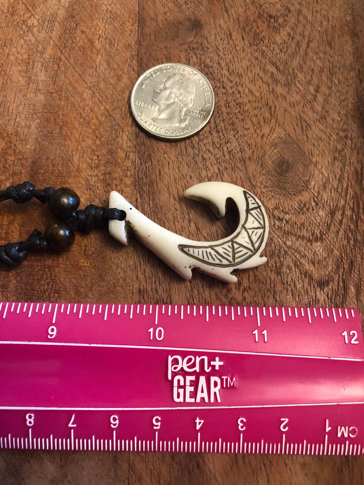 Polynesian Makau Fish Hook Necklace - Buffalo Bone & Resin