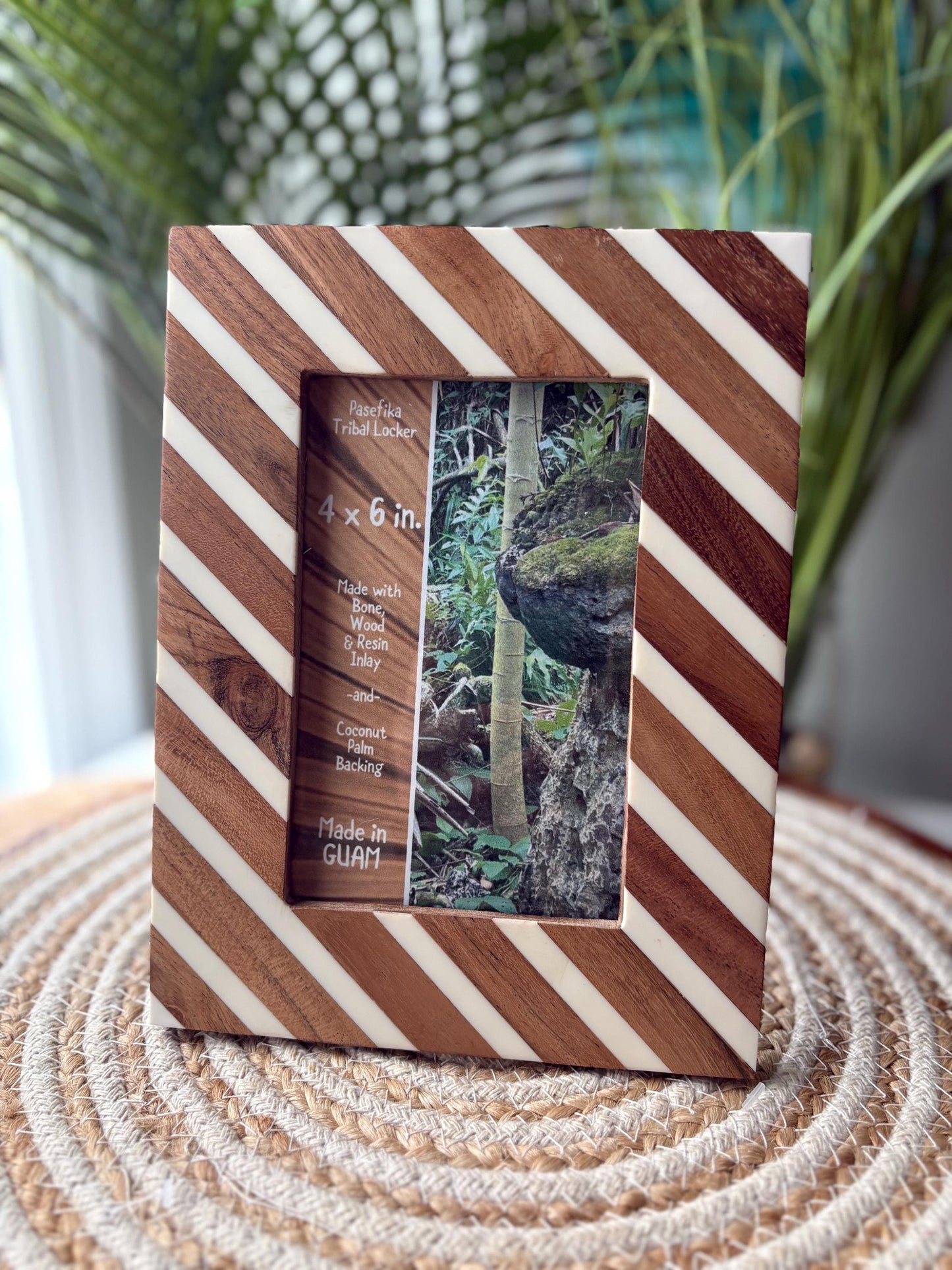 Polynesian Bone & Wood Inlay Picture Frame - 4x6 and 5x7 Unique Design