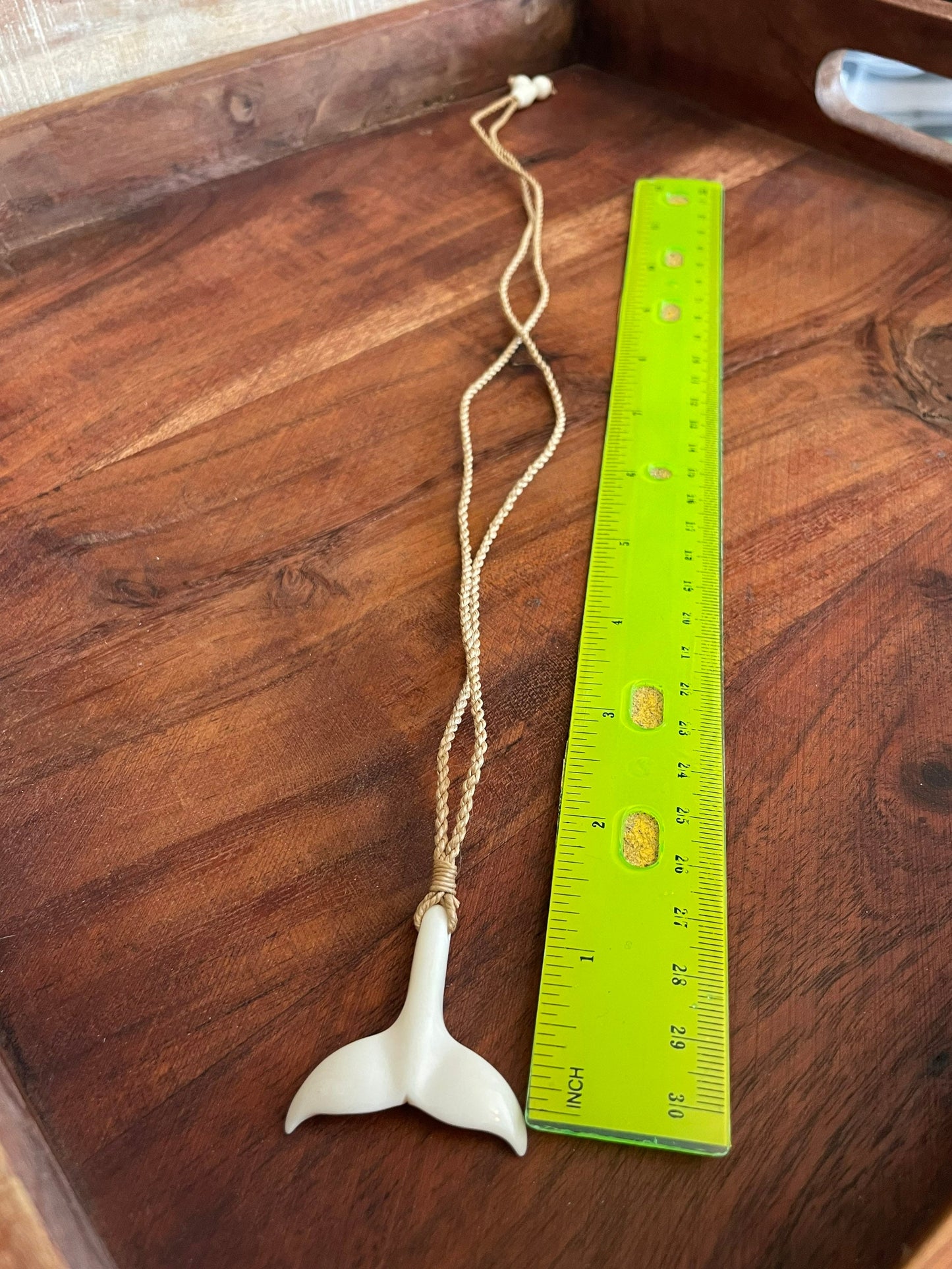 Hand Carved Bone Whale Tail Necklace - Polynesian Tribal Pendant