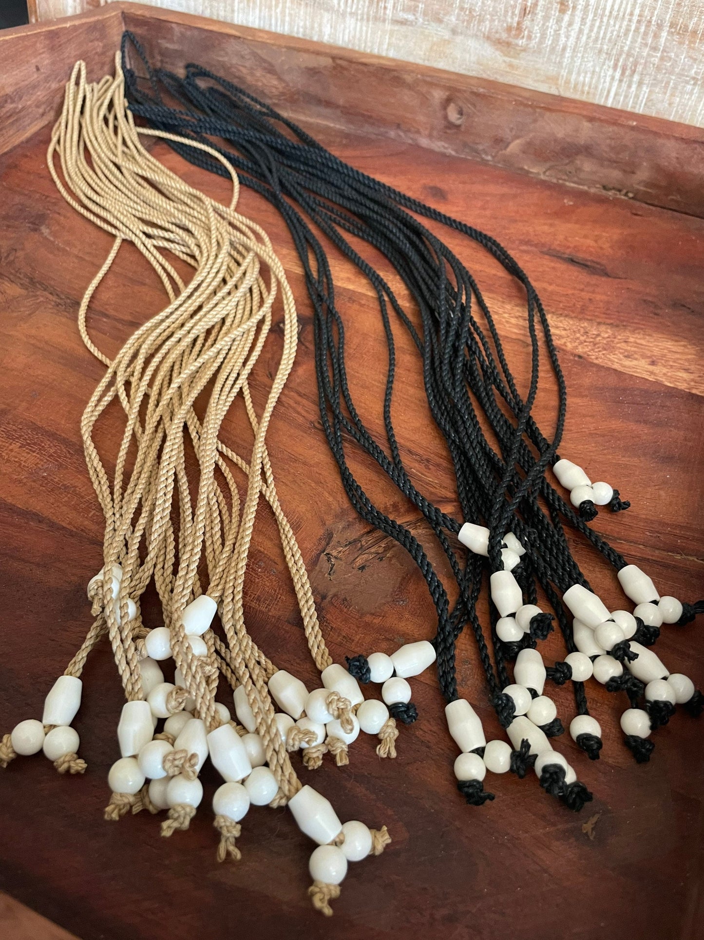 Replacement Hemp Surfer Cord with Solid Bone Beads- Adjustable Beads for Length