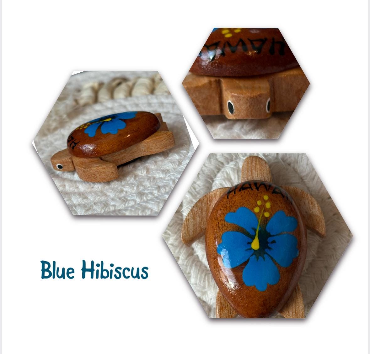 Hand Carved Wood Honu Magnet - Hand Painted Hibiscus, Hawaii Decor