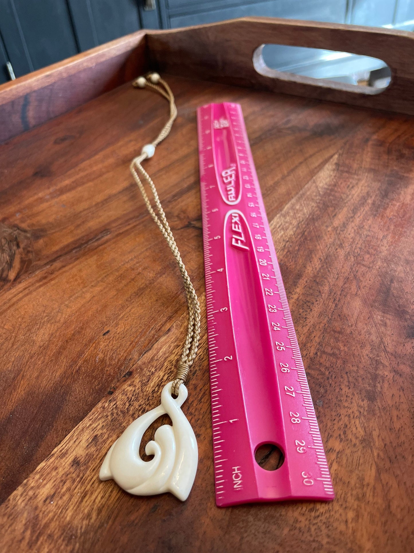 New Zealand Inspired Pikura and Koru Solid Bone Hand Carved Necklace