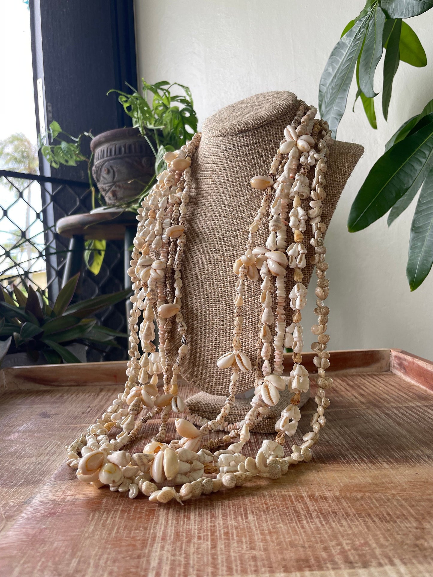 Seashell Lei Set – Pink & White Puka Shells, Graduation Leis (39-28 inch)