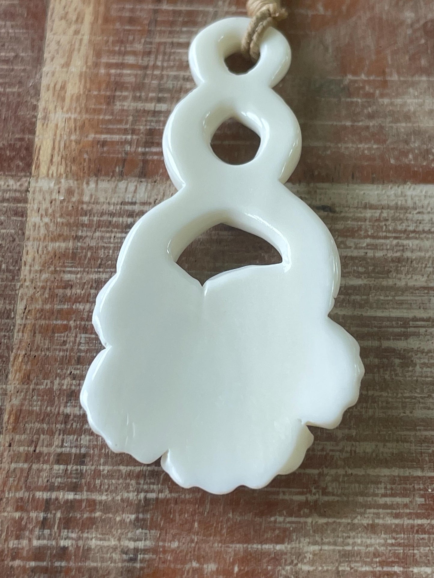 Hand Carved Bone Hibiscus Pendant Necklace - Adjustable Cord, Polynesian Jewelry