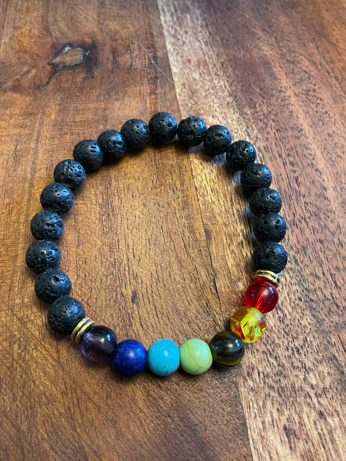 Lava Stone Chakra Healing Bracelet – Elastic Bead Bracelet