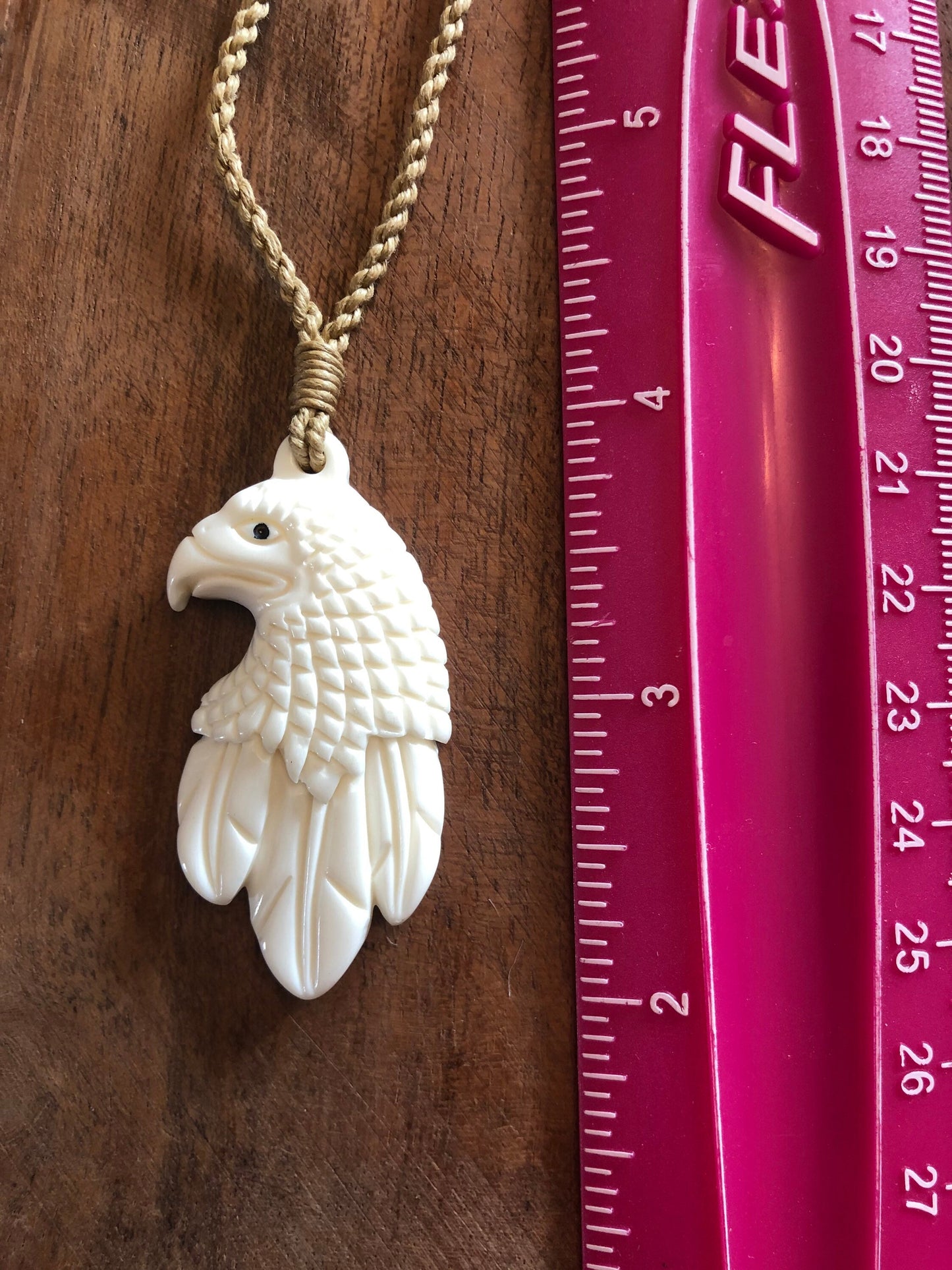 Majestic Solid Buffalo Bone Handcarved Eagle/Hawk  Adjustable Necklace