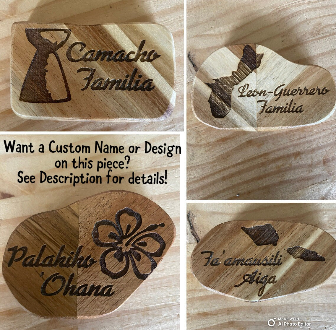 Solid Wood Latte Stone Plaque – Chamorro Guam Wall Decor