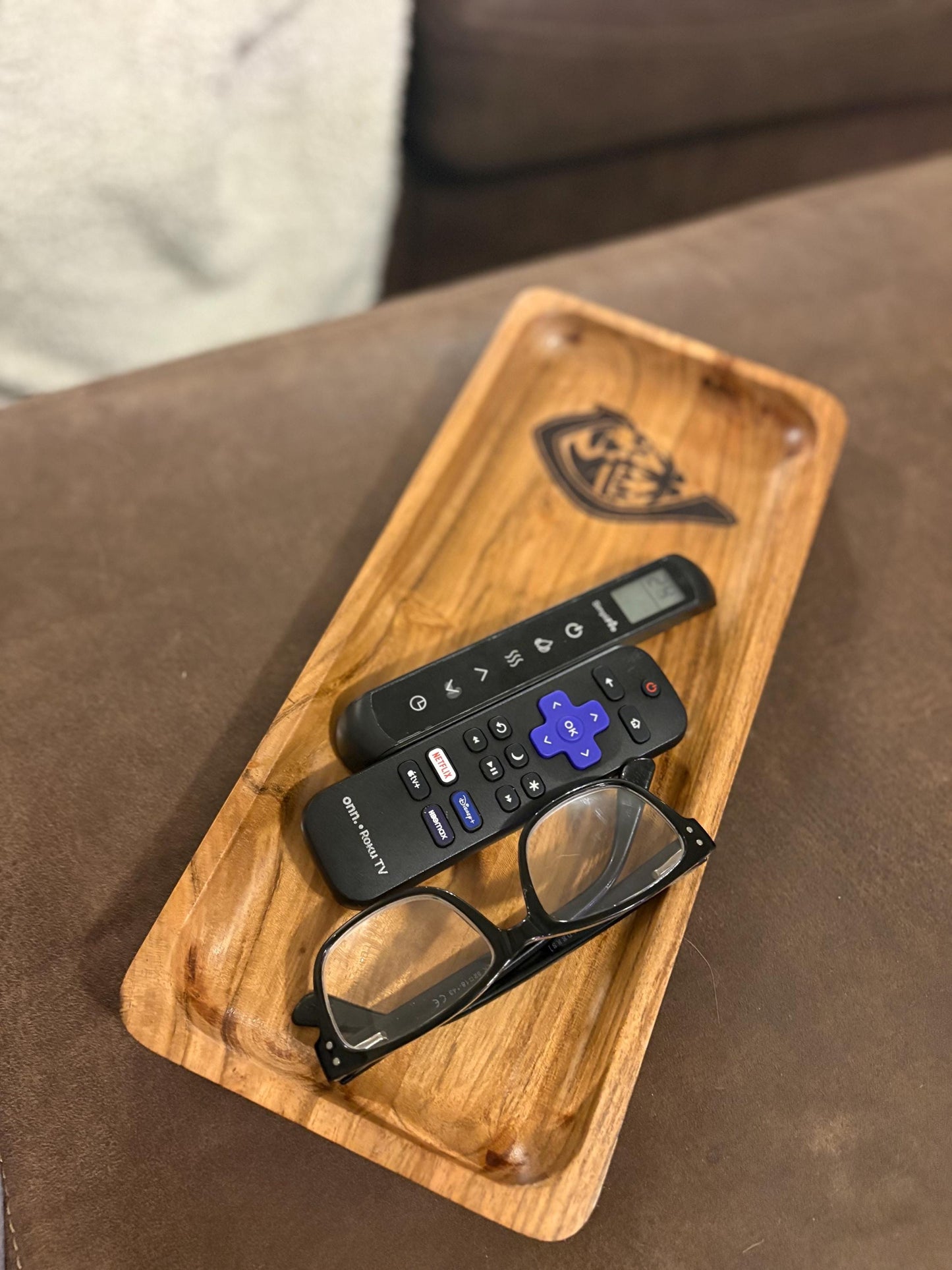 Engraved Teak Wood Tray with the Seal of Samoa - Personalized Gift