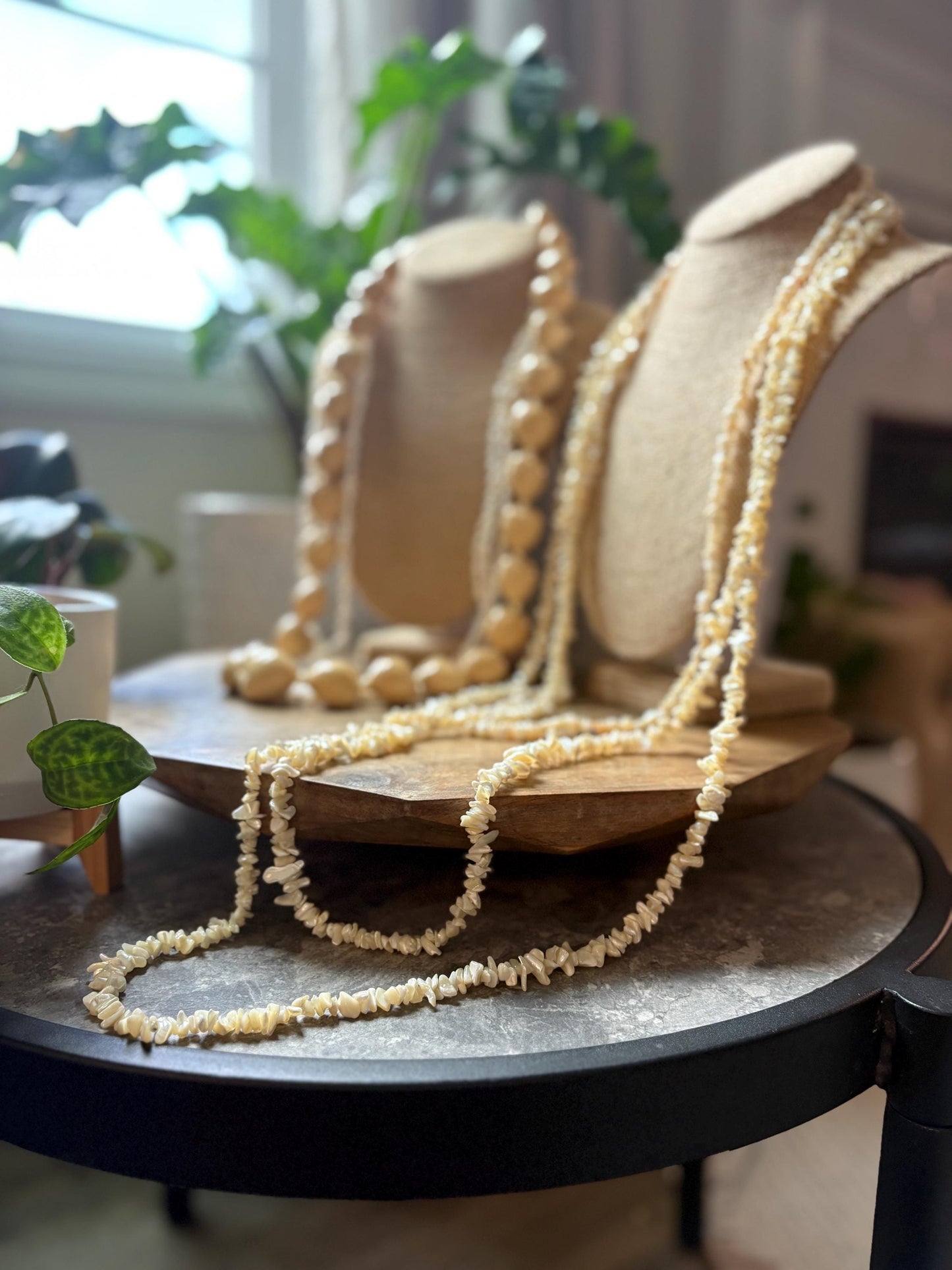 Seashell Lei Set – White & Cream, Polynesian Celebration Leis (6pc)
