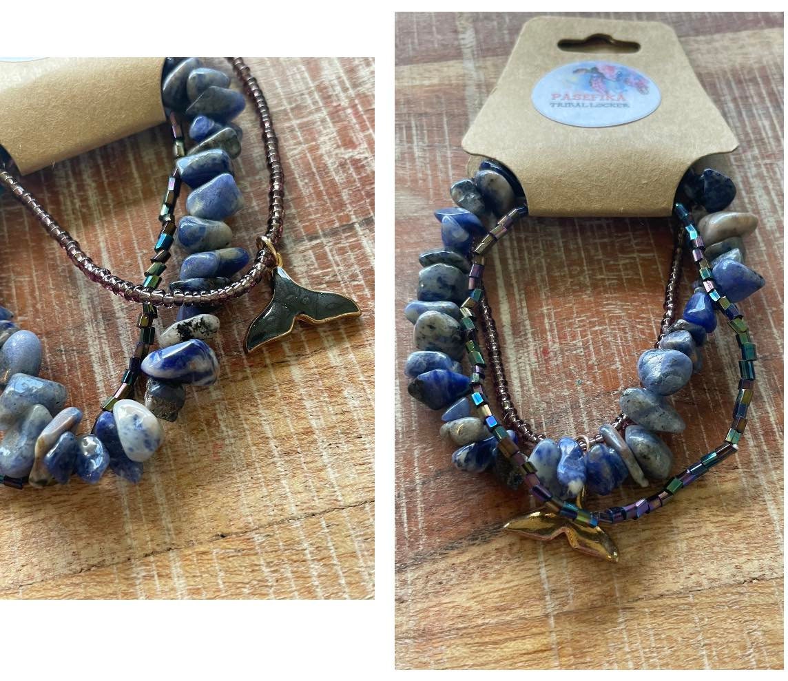 Handmade Beaded Bracelet Lot – Lava Stone, Seashell Boho Jewelry