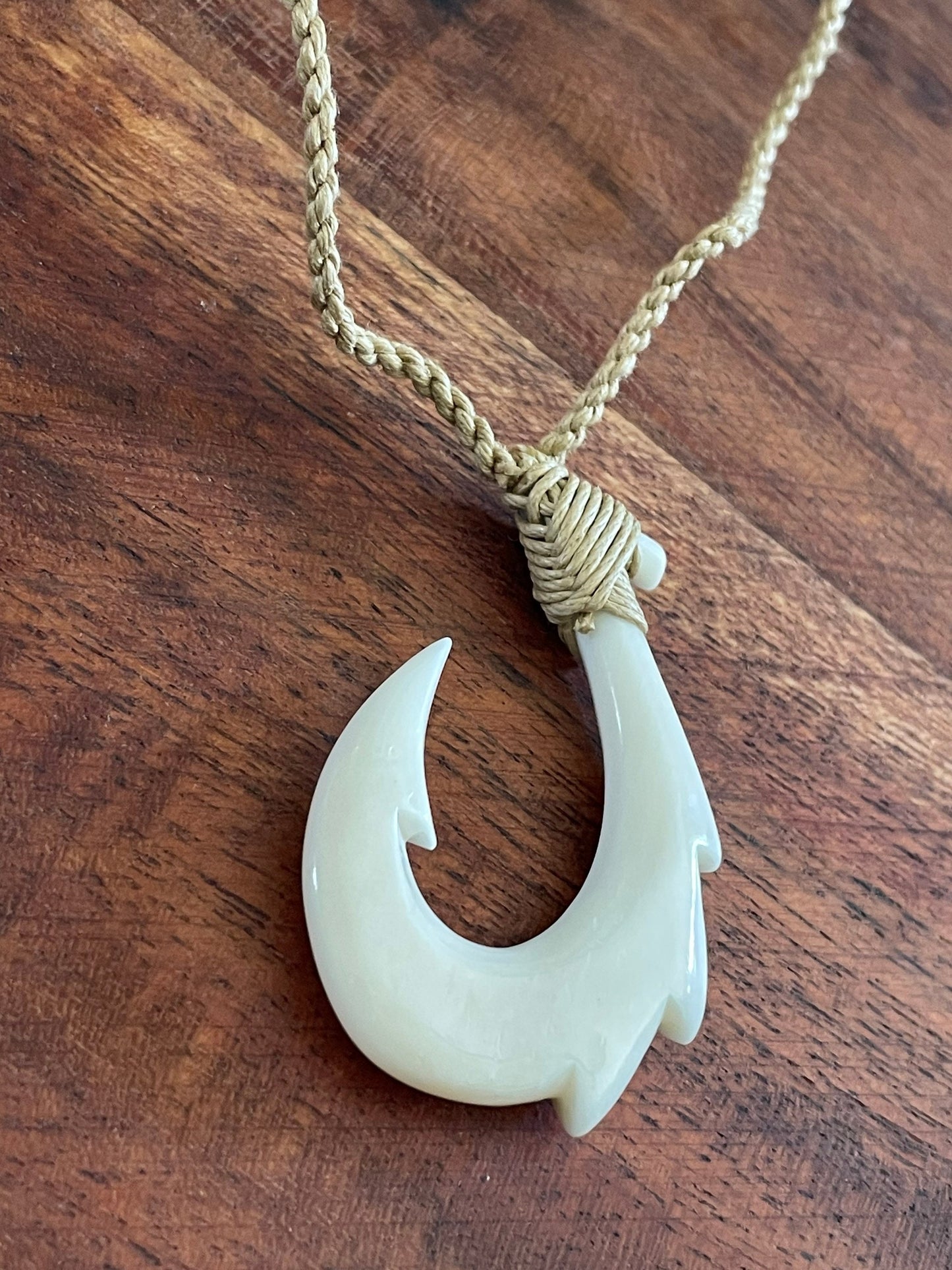 Warrior’s Hei Makau Solid Bone Fish Hook Pendant for Protection on Water