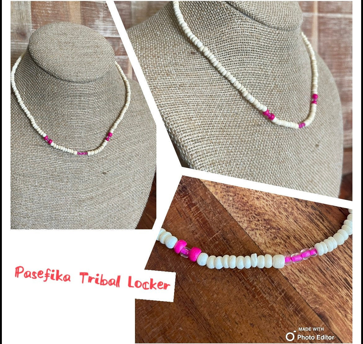 Coconut Shell Beaded Necklace - Petite Hawaiian Style, Boho Beach Jewelry