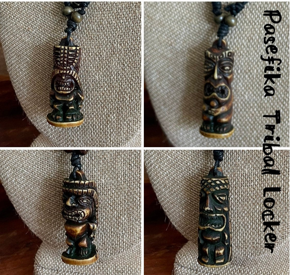 Tiki Totem Pendant Adjustable Polynesian Necklace - Hawaiian Surfer Style Jewelry