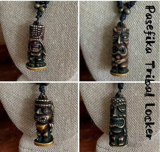 Tiki Totem Pendant Adjustable Polynesian Necklace - Hawaiian Surfer Style Jewelry