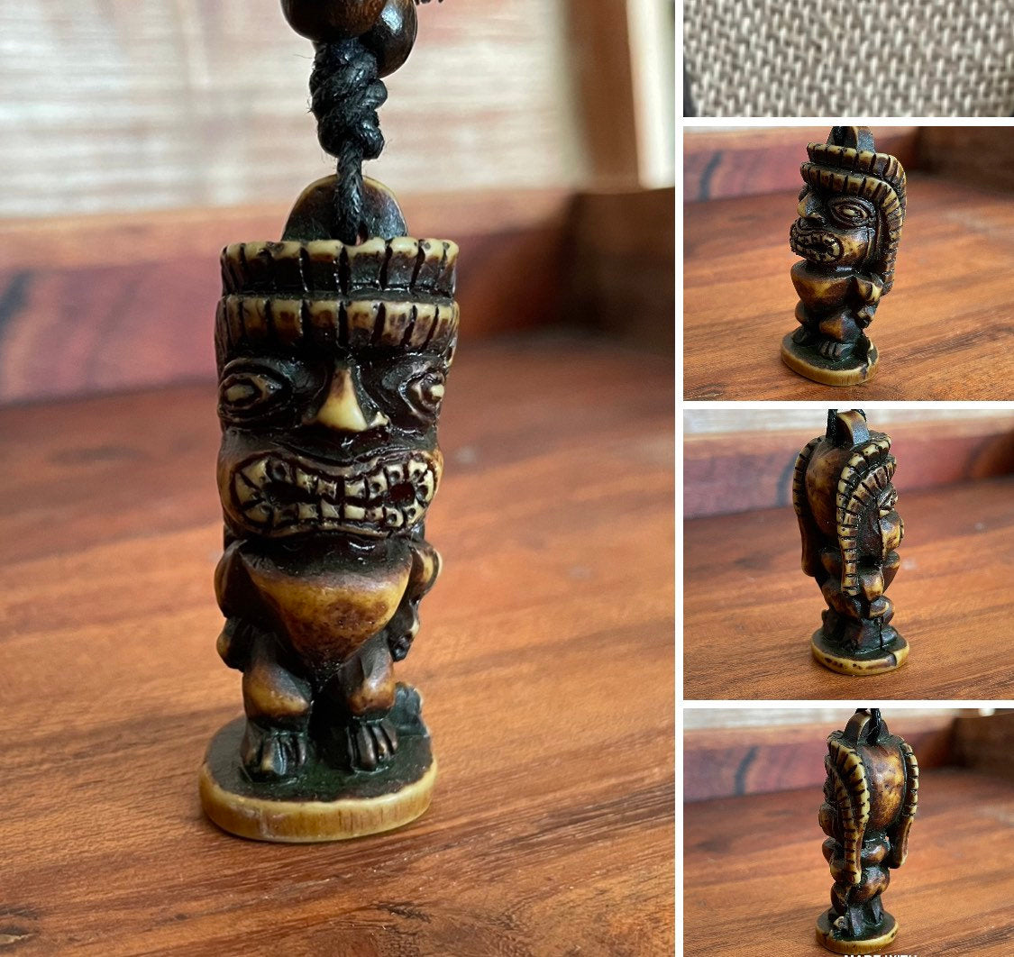 Tiki Totem Pendant Adjustable Polynesian Necklace - Hawaiian Surfer Style Jewelry