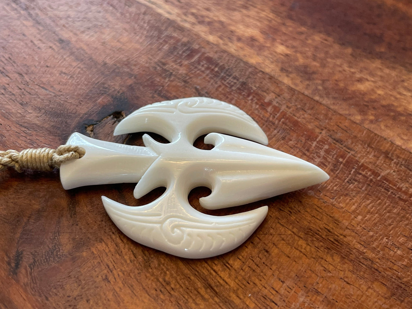 Hand Carved Buffalo Bone Triton Necklace, Adjustable Boho Jewelry