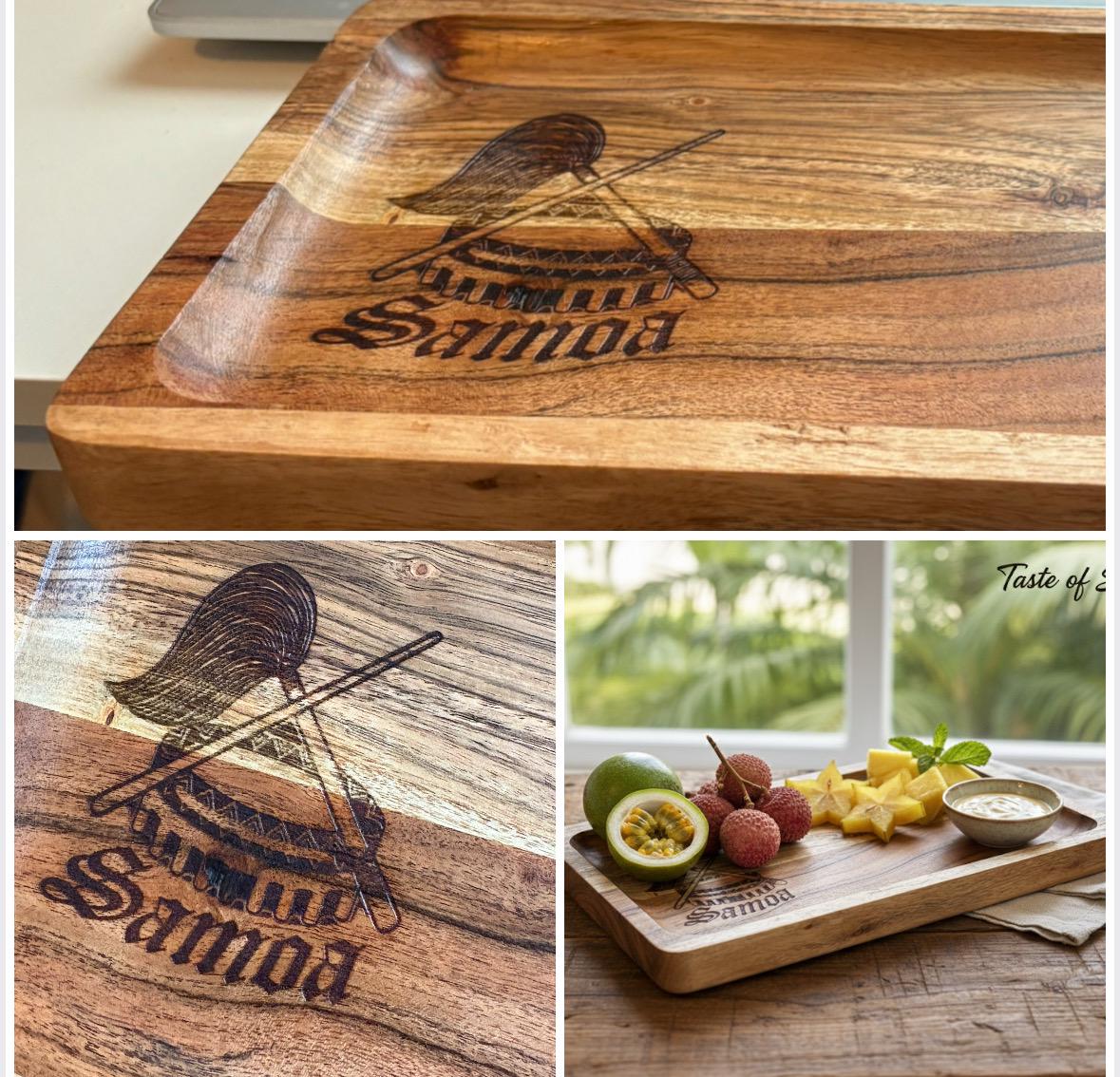 Samoan Seal Teak Tray: Samoan Engraved Wood Dish