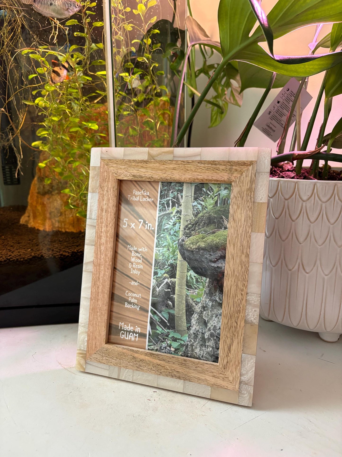 Polynesian Wood & Bone Inlay 5x7 Picture Frame