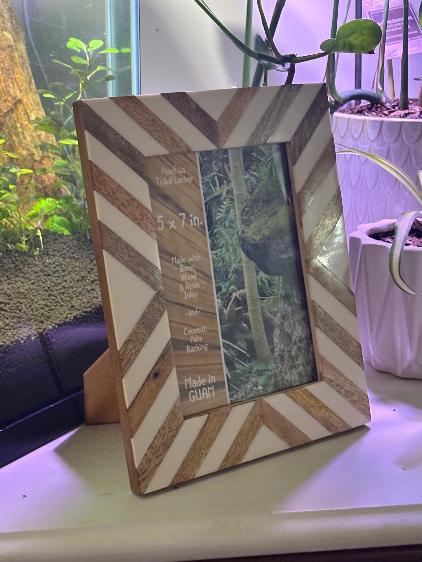 Polynesian Wood & Bone Inlay 5x7 Picture Frame