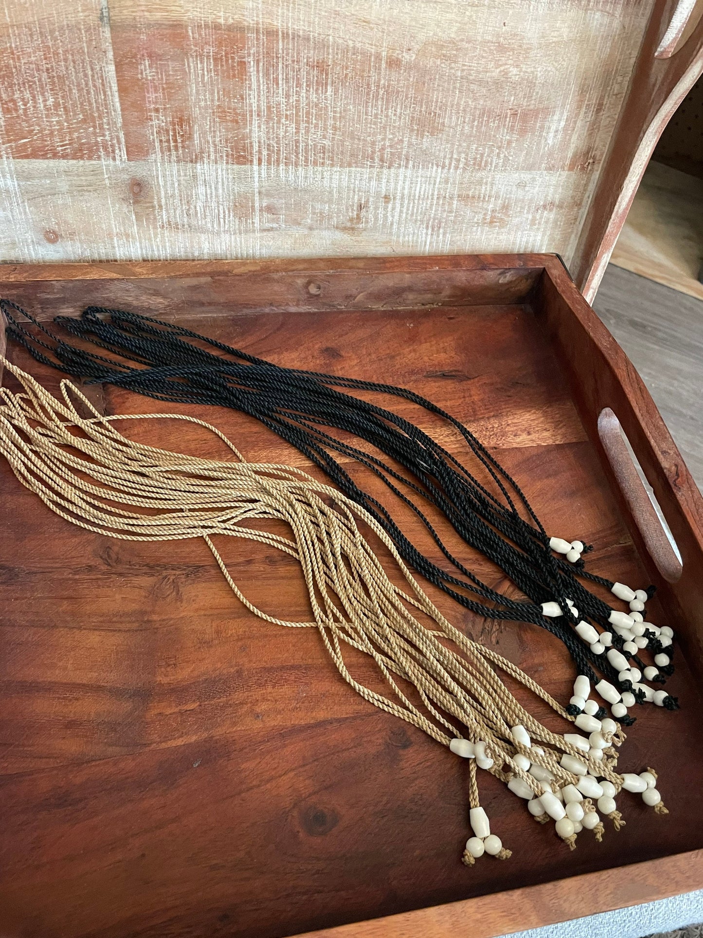 Replacement Hemp Surfer Cord with Solid Bone Beads- Adjustable Beads for Length
