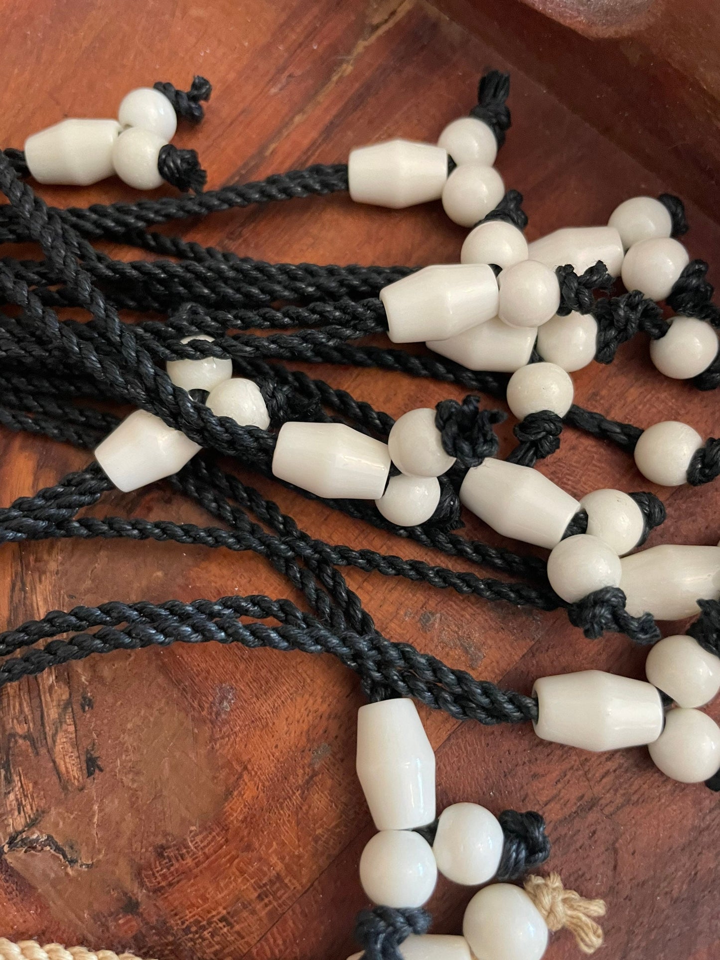 Replacement Hemp Surfer Cord with Solid Bone Beads- Adjustable Beads for Length
