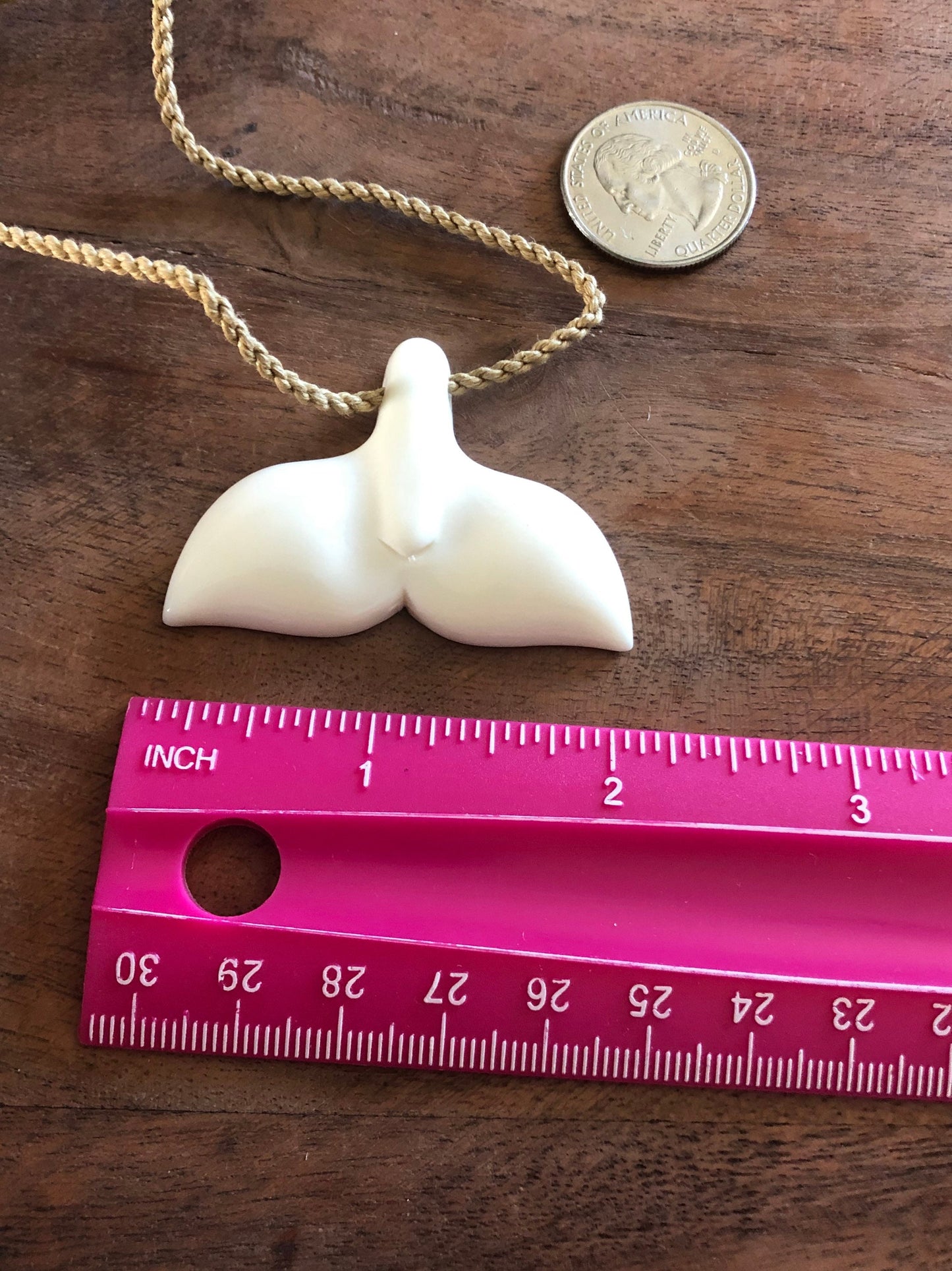 Solid Buffalo Bone Hand Carved Whale Tail Adjustable Necklace
