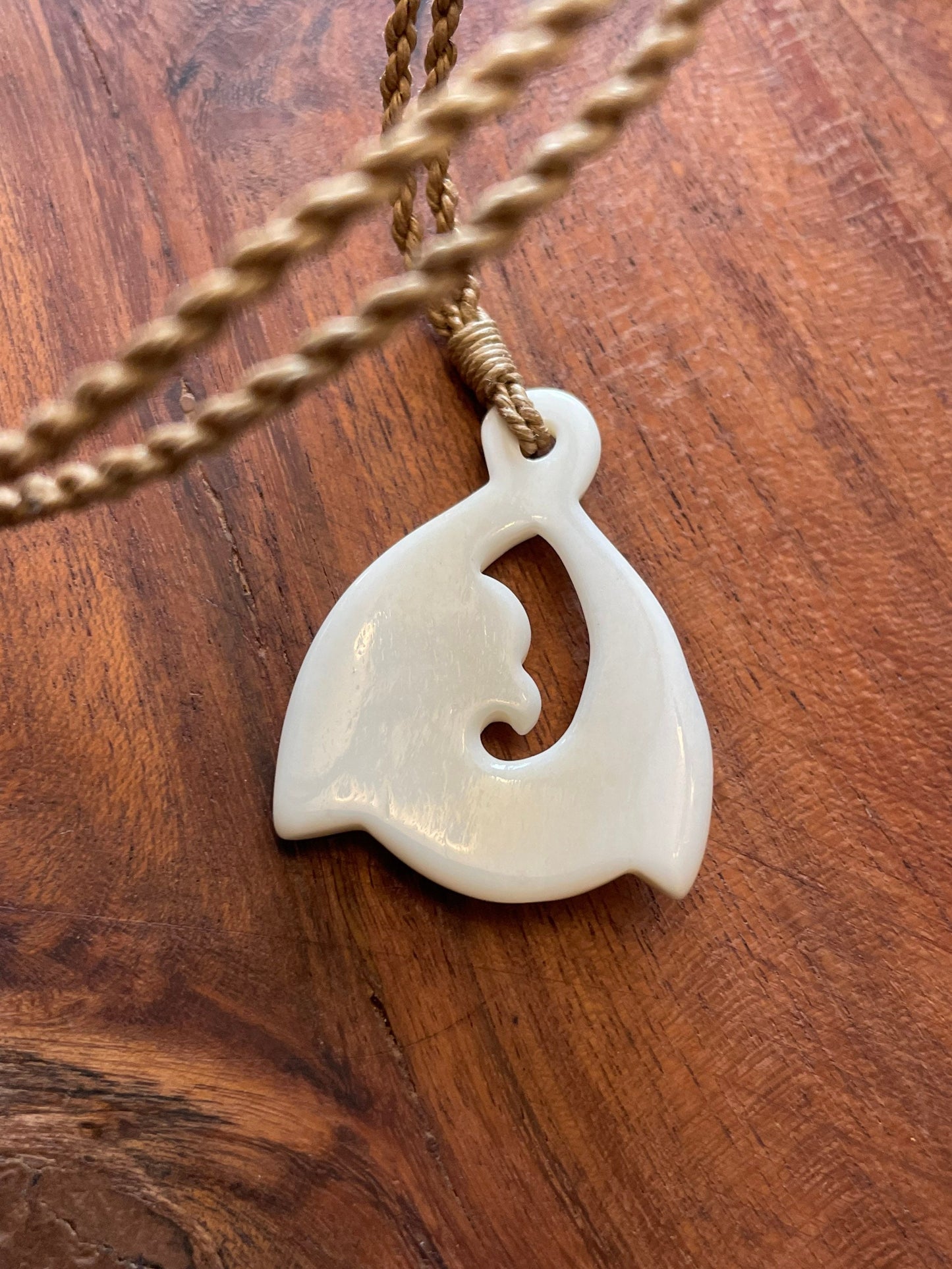 New Zealand Inspired Pikura and Koru Solid Bone Hand Carved Necklace
