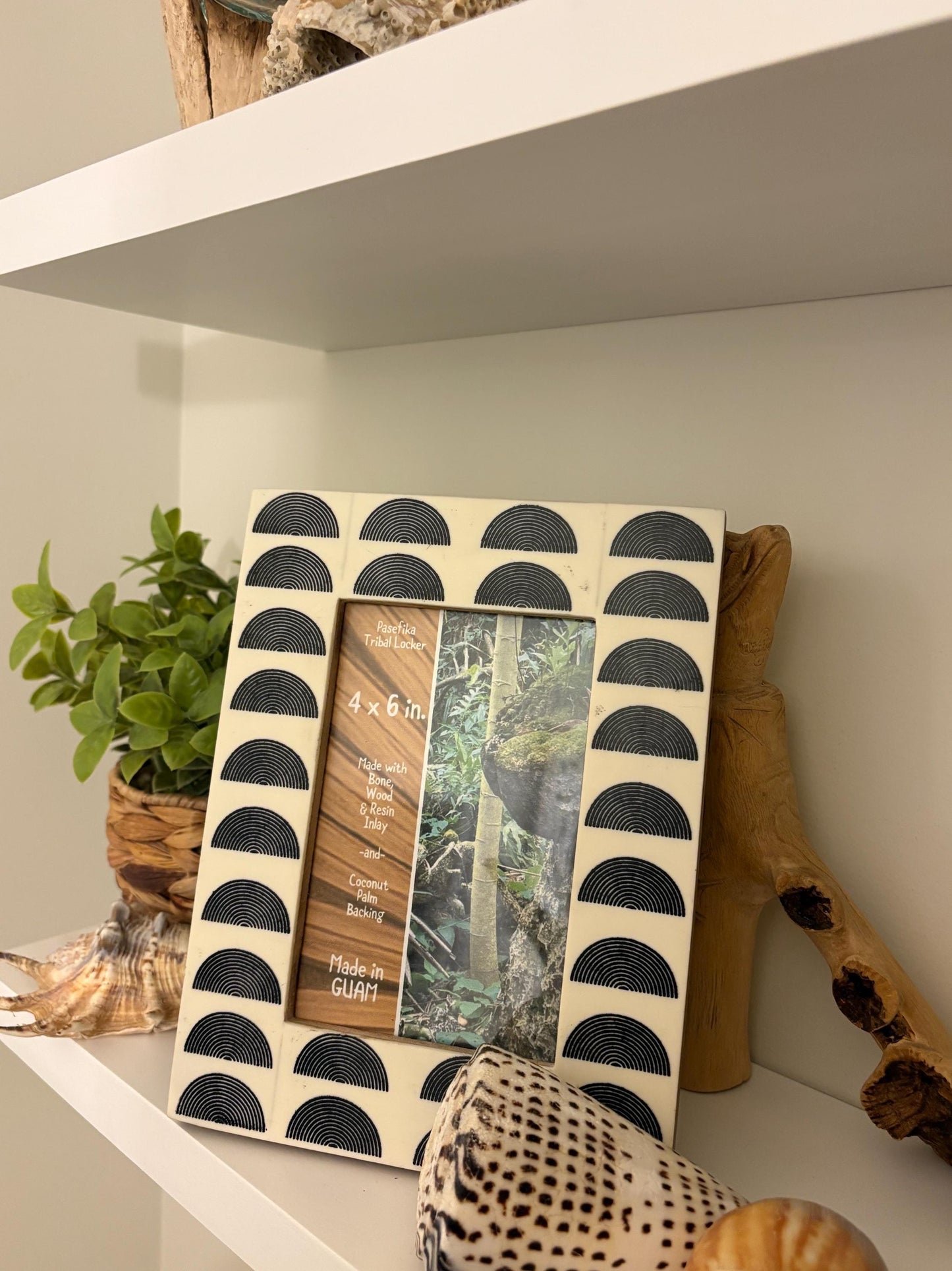 Polynesian Bone & Wood Inlay Picture Frame: Pasefika Tribal Locker 4x6