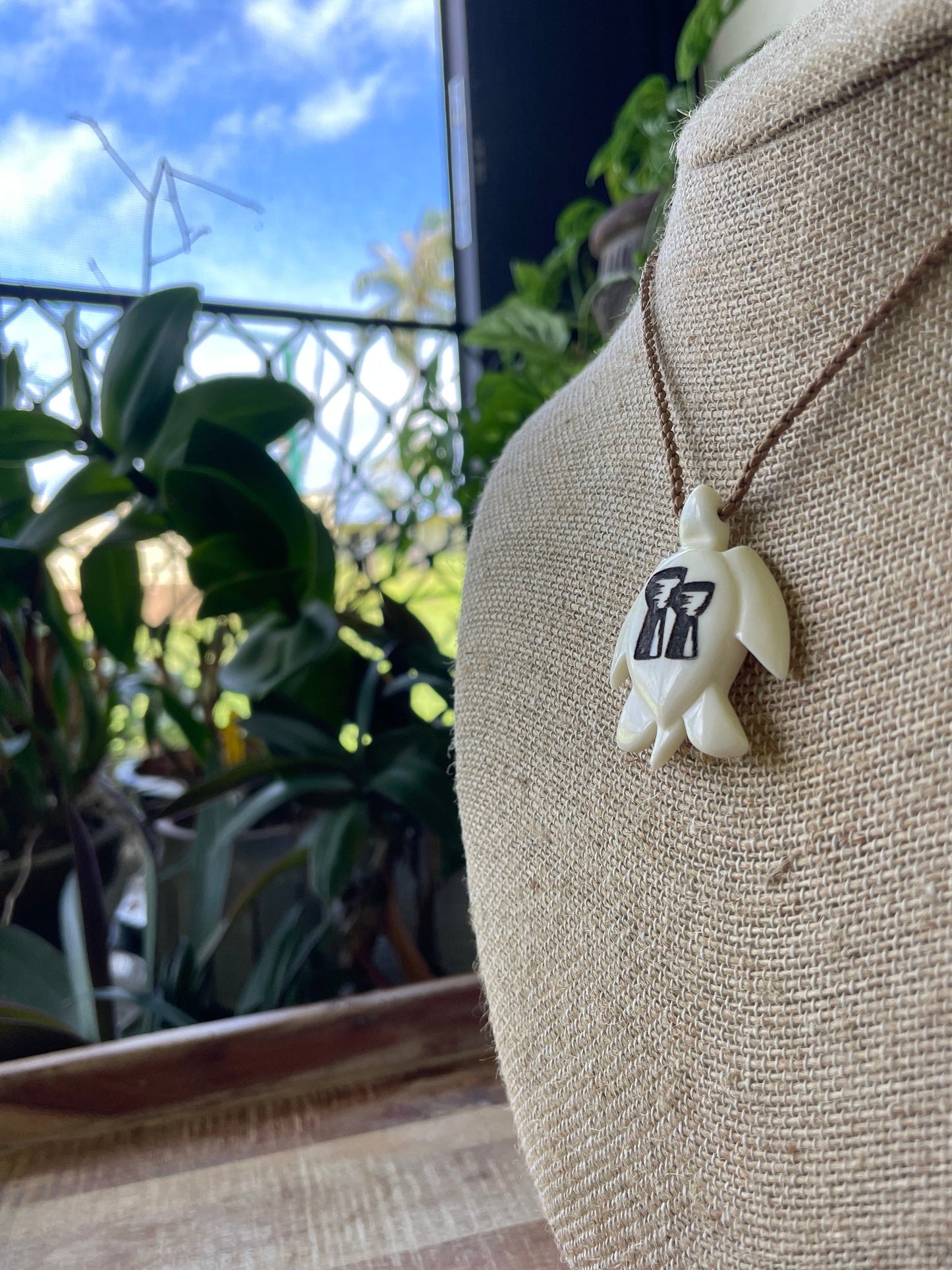 Hand Carved Bone Sea Turtle Necklace – Latte Stone, CHamoru Pride