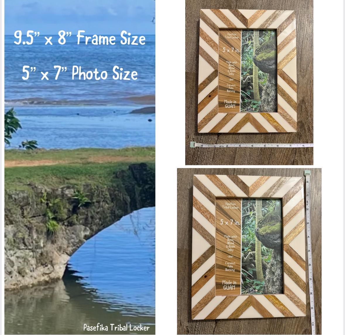 Polynesian Wood & Bone Inlay 5x7 Picture Frame