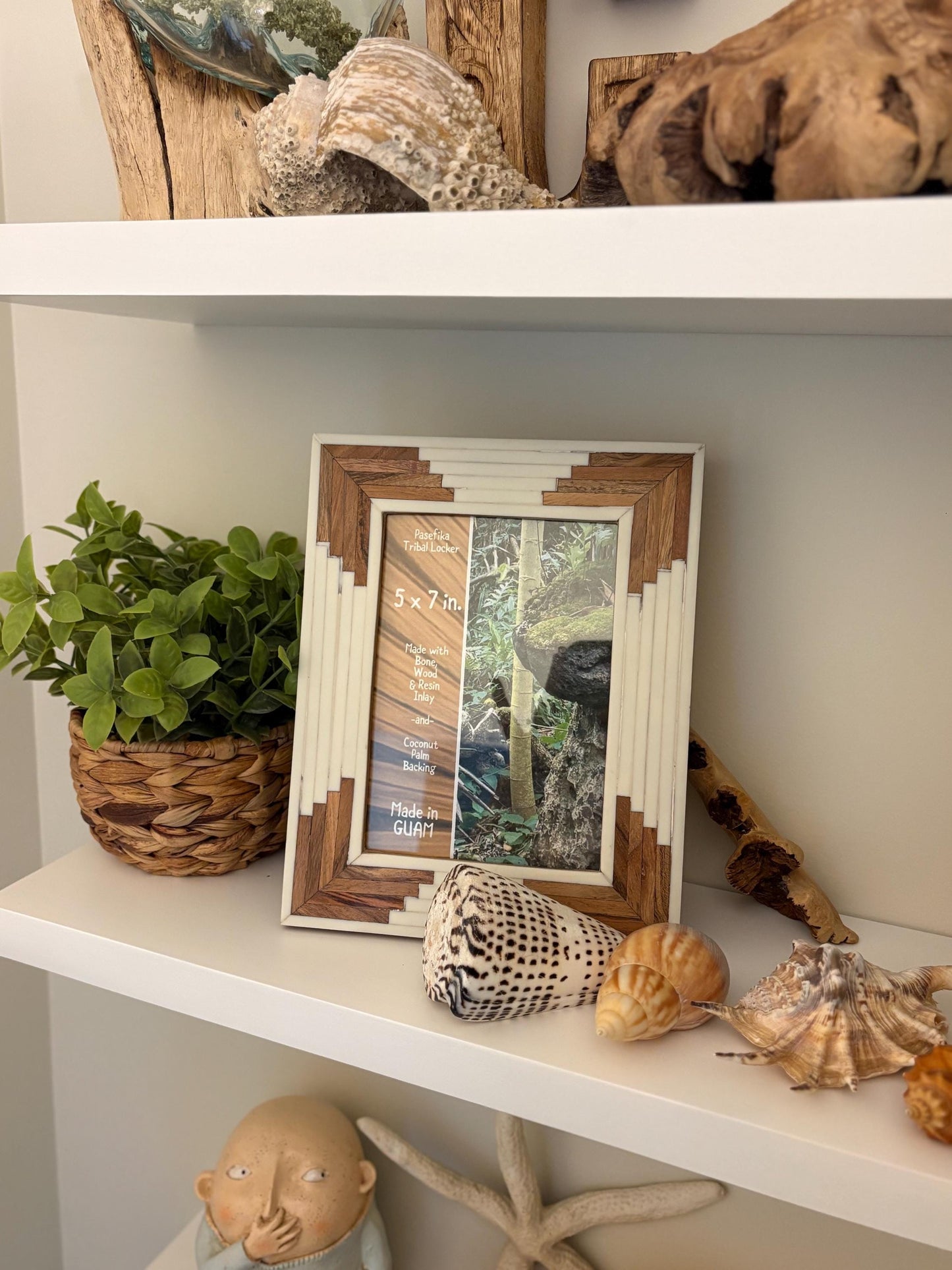 Polynesian Bone & Wood Inlay Picture Frame - 4x6 and 5x7 Unique Design