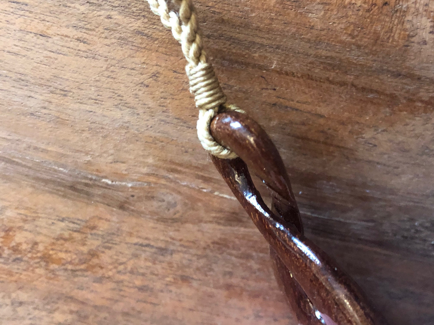 Nautical Tribal Solid Koa Wood Handcarved Pikorua or Infinity Symbol Adjustable Necklace