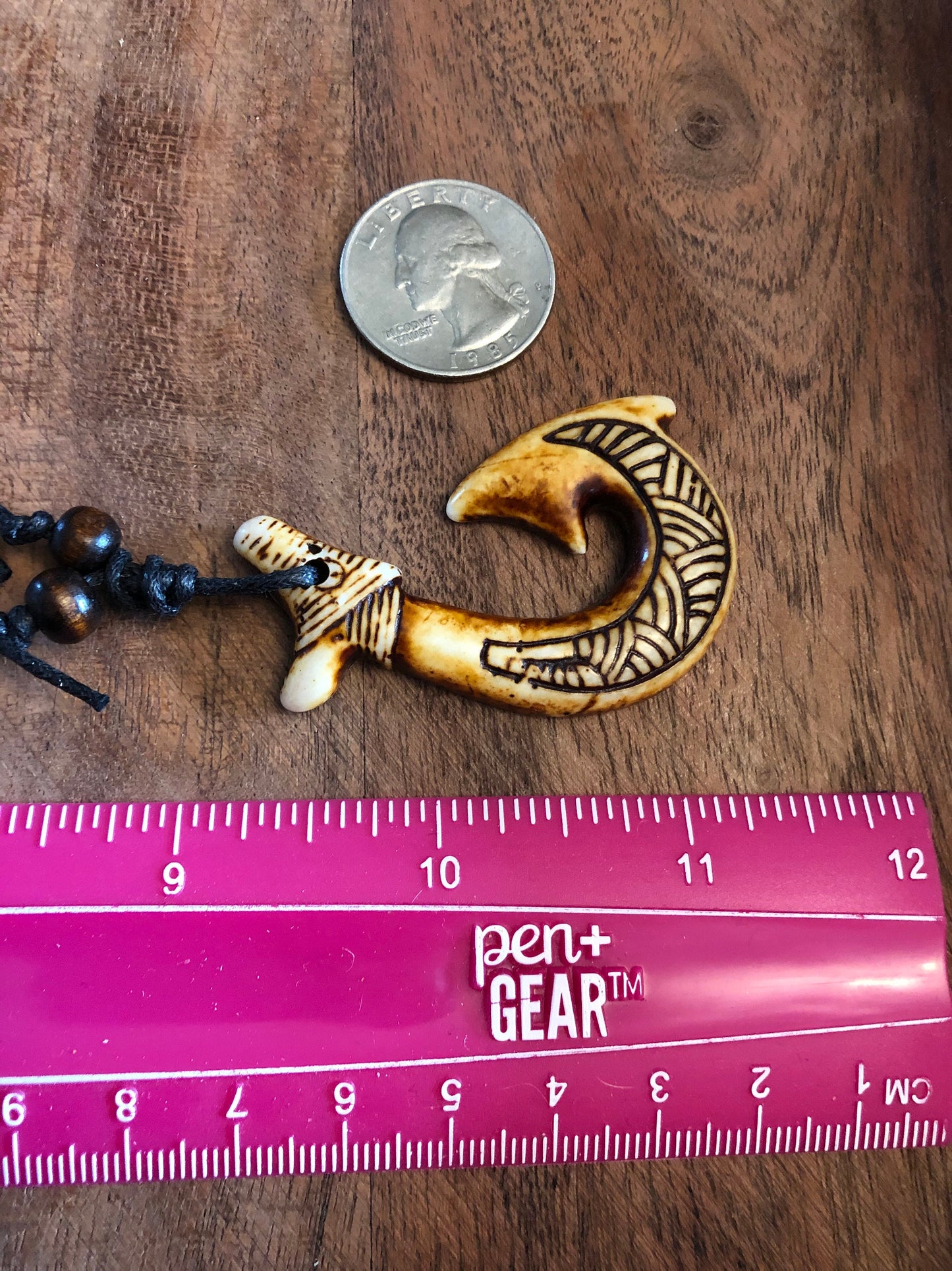 Authentically Handcrafted Polynesian Makau or a fish Hook Adjustable Bone Necklace