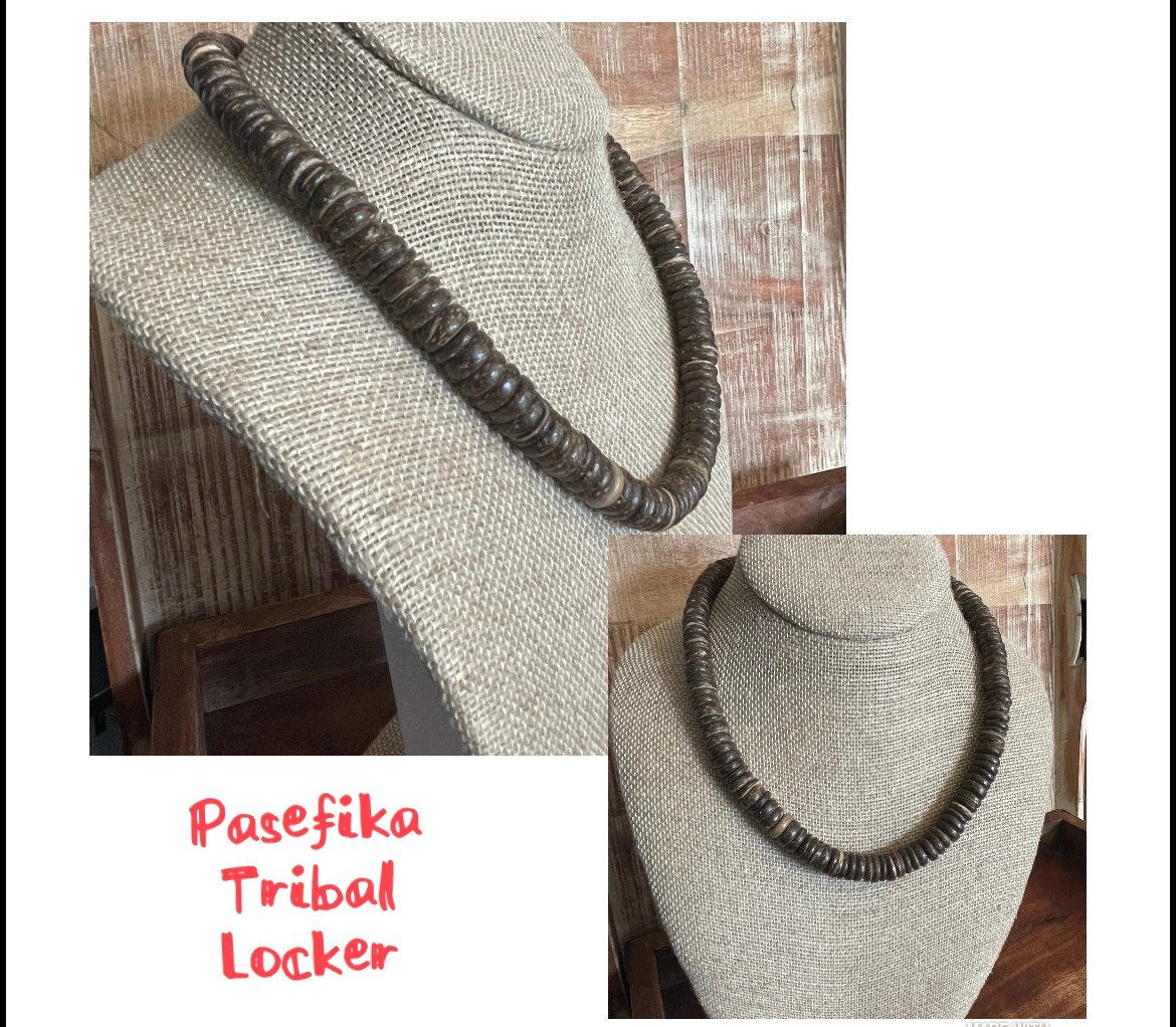 Coconut Shell Beaded Necklace, Boho Hawaiian Style