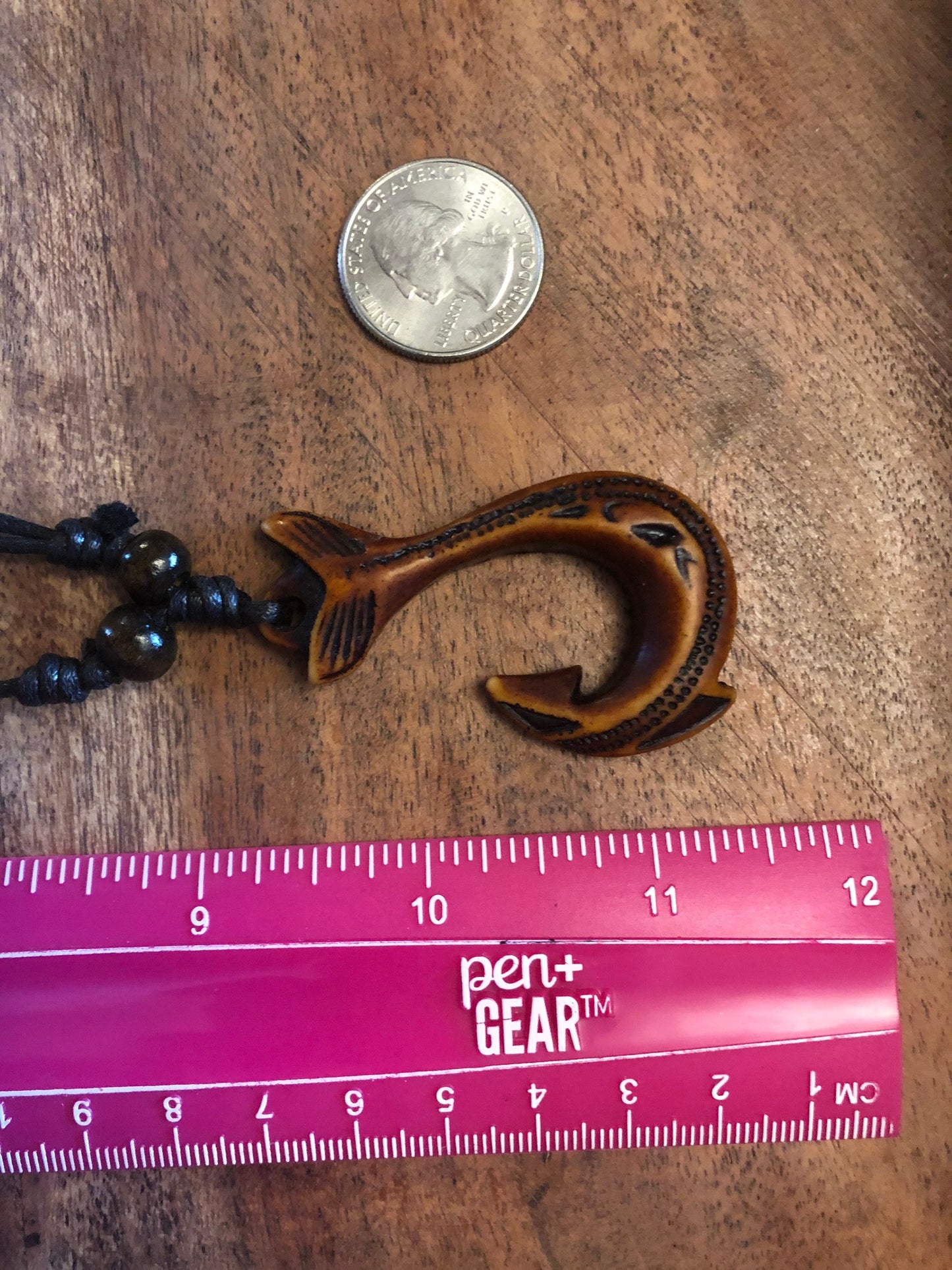Masculine Polynesian Handcrafted Makau or Fish Hook Adjustable Necklace Hawaiian Surfer