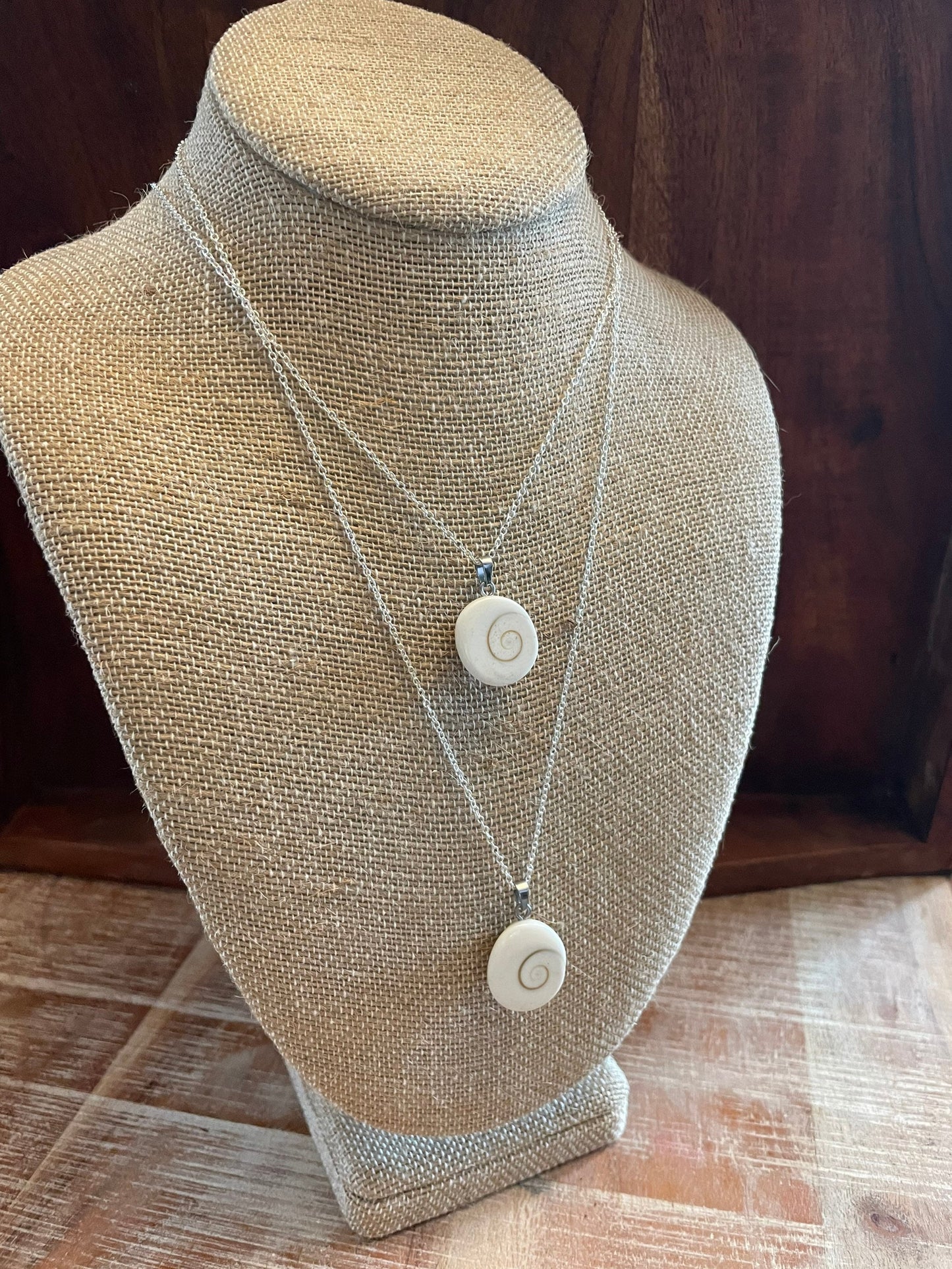 Natural Shiva Eye - Real Authentic Fossilized Seashell Pendant on .925 Silver Plated Chain