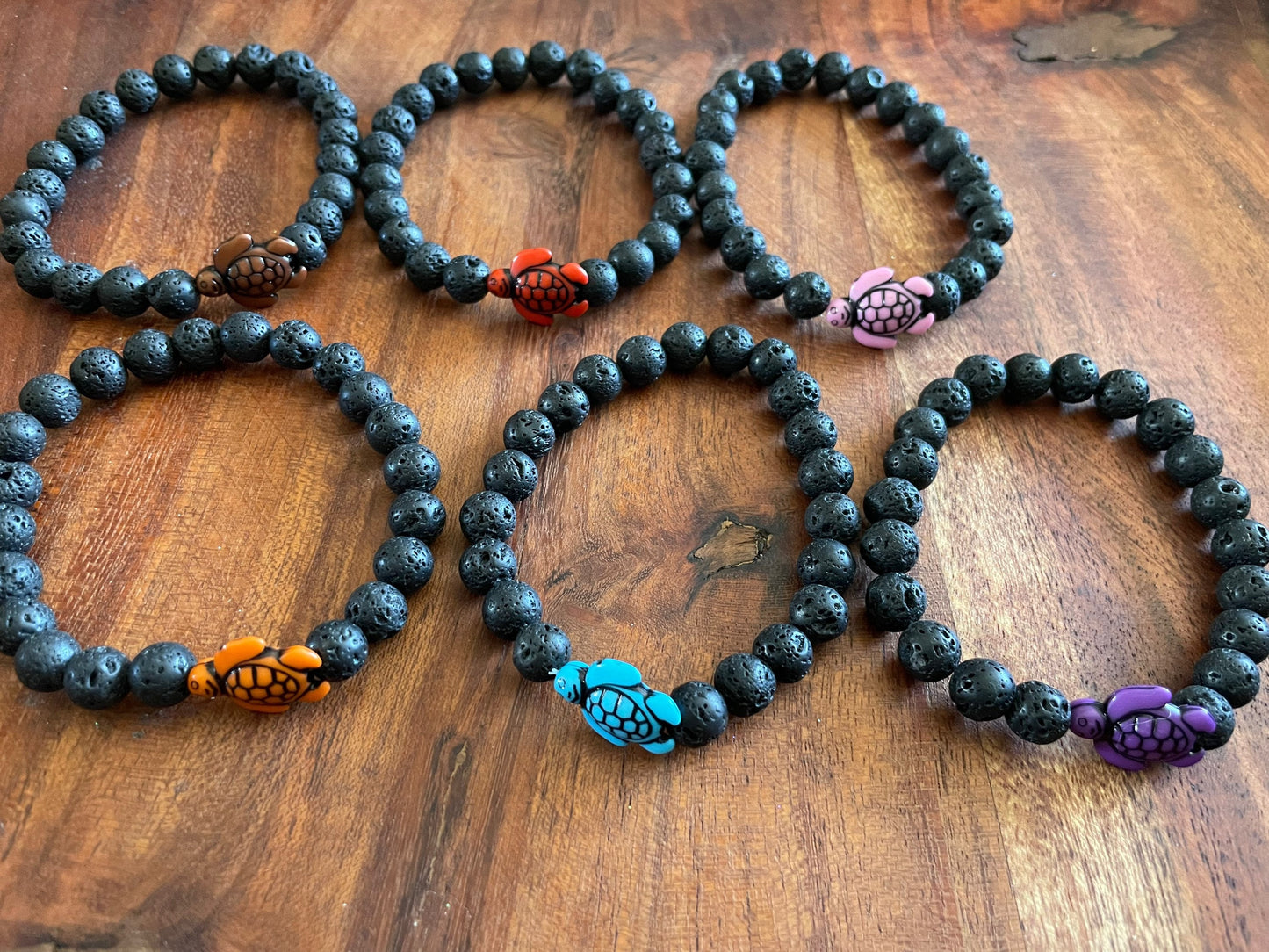 Whimsical Honu or Sea Turtle Authentic Lava Beaded Bracelets