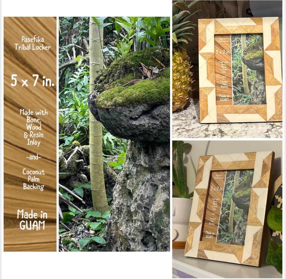 Polynesian Bone & Wood Inlay Picture Frame (5x7)