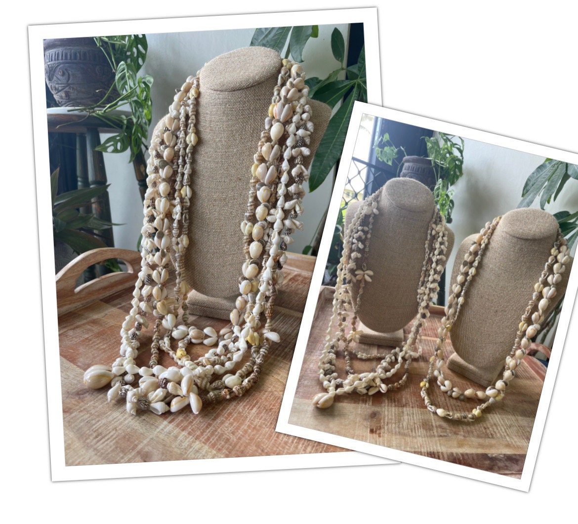 Seashell Lei Set – Pacific Island Celebration Leis, 6 Piece (30-38”)